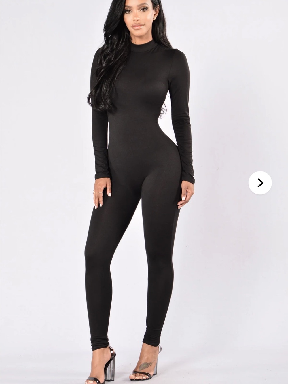 Fashion Nova Black Long-Sleeve Fitted Jumpsuit